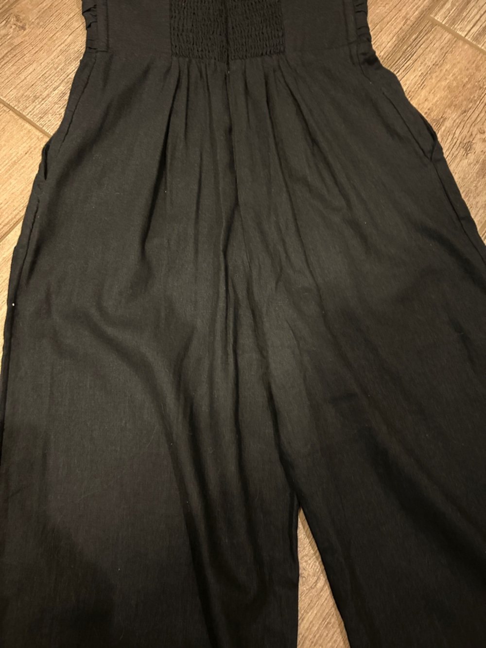 Abercrombie & Fitch Black Strapless Wide-Leg Jumpsuit- Linen and Cotton Blend - Picture 13 of 16